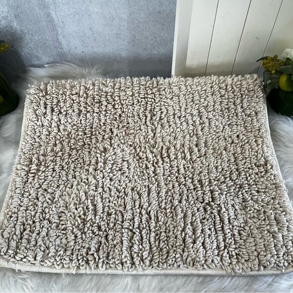 Ralph Lauren Vintage Spun Cotton Loop X-Large Plush Woven Tub Bathmat Cream Nude - Picture 1 of 15